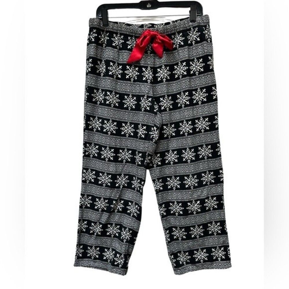 Nautica Black White Snowflake Pajama Pants Size L